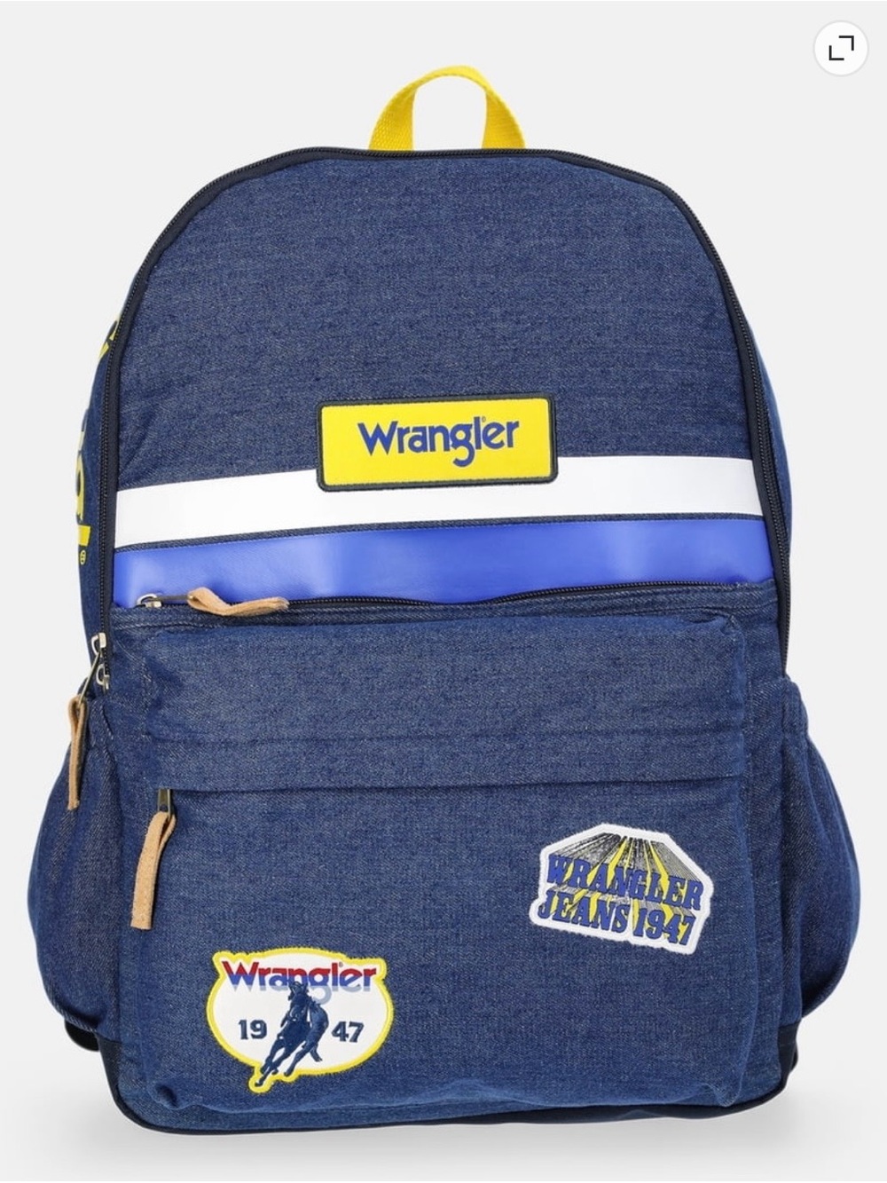 Wrangler Blue Backpack with Yellow and White Accents